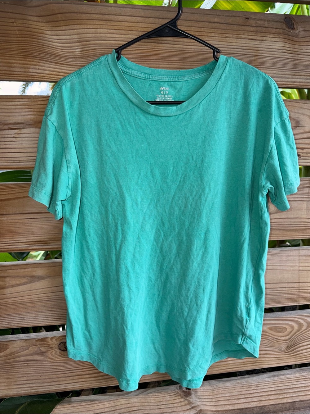 aerie Short Sleeve Crew Neck T-Shirt in Aqua Green